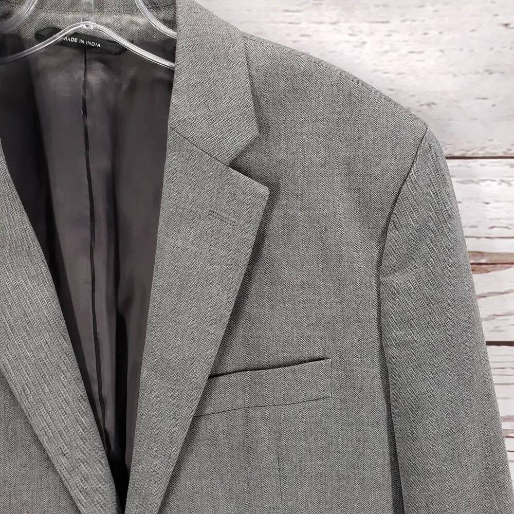Banana Republic Gray Herringbone Standard Fit Sportscoat Blazer Jacket 40R